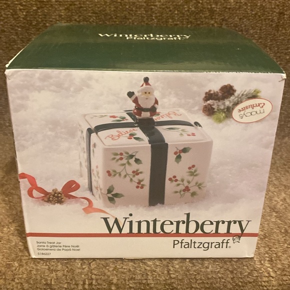 🎄 🍪🎄NWT Pfaltzgraff Winterbury Santa Cookie or Treat Jar - Picture 2 of 14